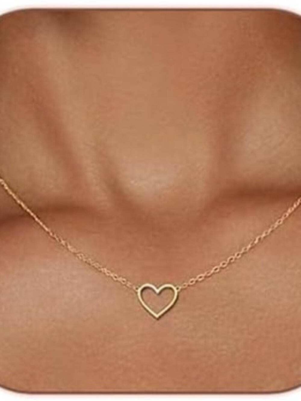 Cute Heart Necklace Dainty 18k Gold Plated Tiny Heart Pendant Choker Necklaces S